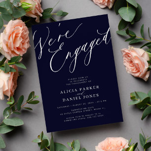 Convites Elegante Somos festa de noivado de marinho Envolvi