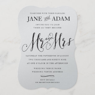 Convites Elegante Sr. & Sra. Typography Wedding METALLIC It