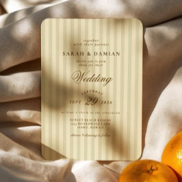 Convites Elegante Striped | Casamento Clássico Beige
