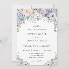 Convites Elegante Succulents Blush Floral Greenering Casame