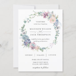 Convites Elegante Succulents Greenery Floral Wreath Wedding