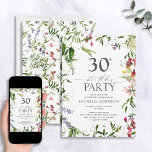Convites Elegante Summer Wildflower Watercolor aniversário<br><div class="desc">Procurando dar uma impressão duradoura aos seus convidados? Certifique-se de que sua celebração de aniversário de 30 anos é uma que você se lembrará com este Convite para aniversário de 30 anos de Cores de Cores de Cobra Selvagem Elegante de Verão. Apresentando vibrantes flores silvestres de aquarela moldando o texto,...</div>