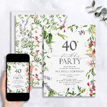 Convites Elegante Summer Wildflower Watercolor aniversário<br><div class="desc">Procurando dar uma impressão duradoura aos seus convidados? Certifique-se de que sua celebração de aniversário de 40 anos é uma que você se lembrará com este Convite para aniversário de 40 anos de Cores de Cores de Cobra Selvagem Elegante de Verão. Apresentando vibrantes flores silvestres de aquarela moldando o texto,...</div>