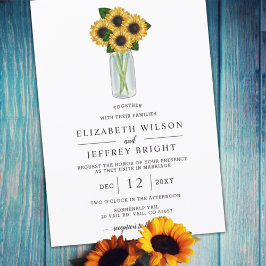 Convites Elegante Sunflower Mason Jar Wedding