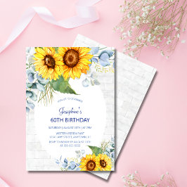 Convites Elegante Sunflower Wall Brick Floral Birday