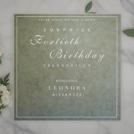 Convites Elegante Surpresa de Aniversário ANY Dourado Sage