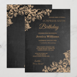 Convites Elegante Surpresa de Aniversário Floral em Quadro