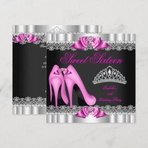 Convites Elegante Sweet 16 Festa de Sweet Sixteen Rosa Quen