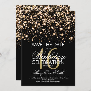 Convites Elegante Sweet 16 "Save The Date" Dourado
