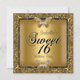 Convites Elegante Sweet Sixteen 16 Leopardo Borboleta Doura