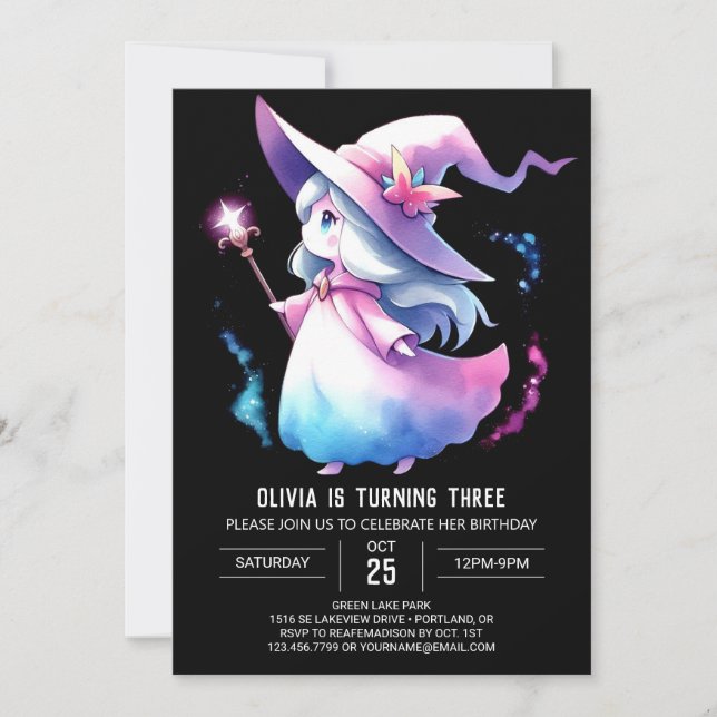 Convites Elegante Sweet Wizard Birthday (Frente)