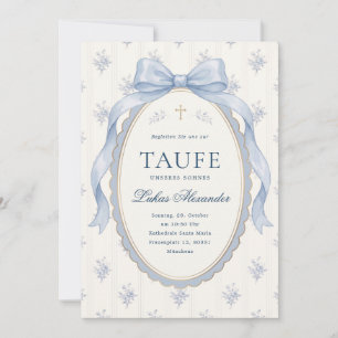 Convites Elegante Tafetá Azul Floral Arco Menino Batismo
