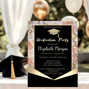 Convites Elegante Tampa de Graduação Brilhante Dourada Mode