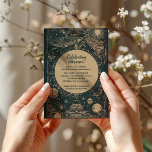 Convites Elegante Tarot de Aniversário de Casamento Verde P