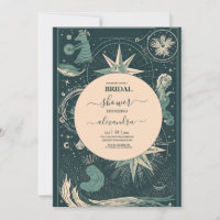 Elegante Tarot de Noivado Prateado Verde
