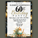 Convites Elegante Tea Set 60th Birthday<br><div class="desc">O Elegante Chá Convocou 60º Aniversário Para As Mulheres. Fácil De Alterar O Texto De Exemplo Para Si, Clicando Em Personalizar. Clique Em Personalizar/Editar Com A Ferramenta Design Para Alterar O Tipo De Fonte, A Cor Da Fonte, O Tamanho Da Fonte Ou Para Adicionar/Excluir/Alterar O Texto Ou Os Elementos Design....</div>