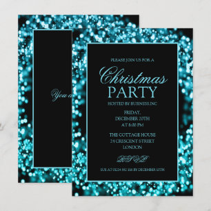 Convites Elegante Teal Corporate Christmas Lights Party
