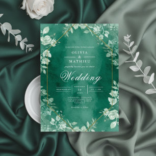 Convites Elegante Teal Floral Wreath Wedding