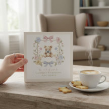 Elegante Teddy Floral pastel código QR para chá de