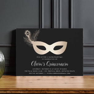 Convites Elegante, Tema do Mascarada Dourado Quinceanera