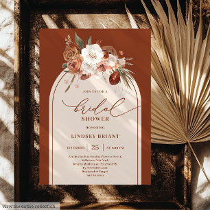Convites Elegante Terracotta Pampas Grass Floral Bridal