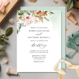 Convites Elegante Terthy Blooms e Sage Green Wedding Invit