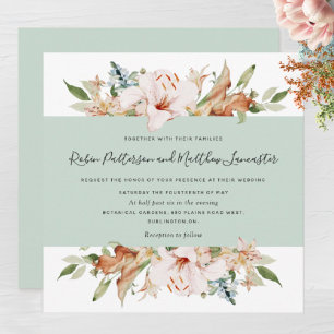 Convites Elegante Terthy Blooms Sage Green Square Casando E