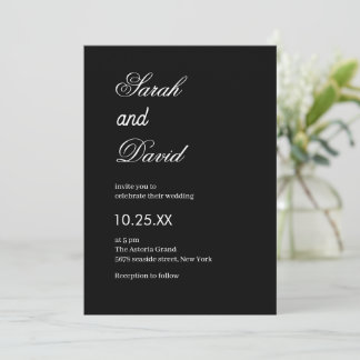 Convites Elegante Texto moderno chic preto e branco
