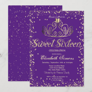 Convites Elegante Tiara de Ouro Chic Diamantes Confete Doce