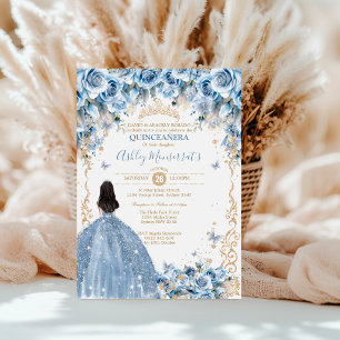Convites Elegante Tiara de Princesa Quinceanera Azul Bebê D