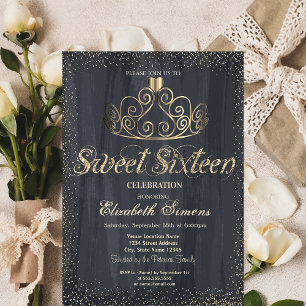 Convites Elegante Tiara Dourada Confete Princesa Doce 16