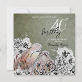 Convites Elegante Tiger Botanical Surprise Floral Birthday
