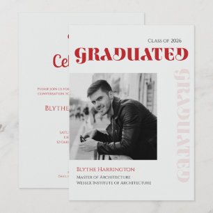 Convites Elegante tipo de letra moderno vermelho preto e ci