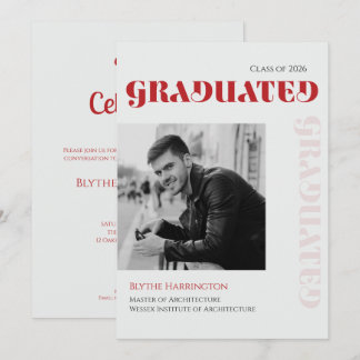 Convites Elegante tipo de letra moderno vermelho preto e ci