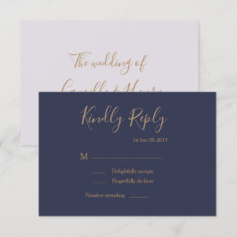 Convites Elegante tipo resposta de casamento lilás dourado
