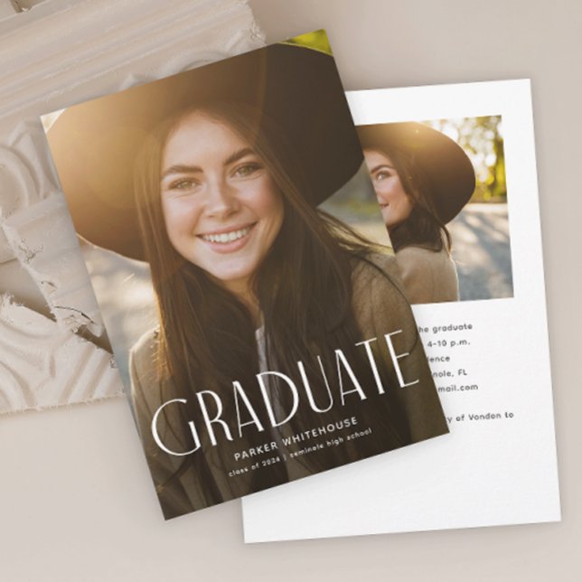 Convites Elegante Tipografia de Graduado Foto Formatura (Elegant Typography Photo Graduation Invitation Announcement.)