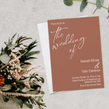 Elegante Tipografia Simples Terracota Casamento