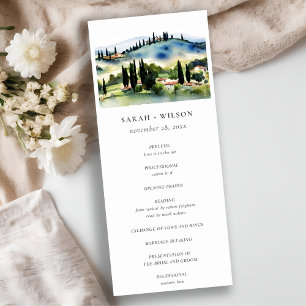Convites Elegante Toscana Itália Landscape Weding Program