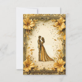 Convites Elegante Trabalho de arte Dourada do Casal de casa