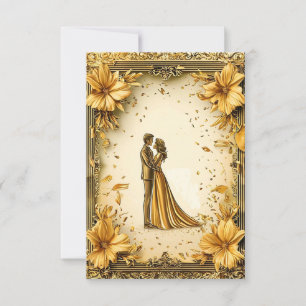 Convites Elegante Trabalho de arte Dourada do Casal de casa