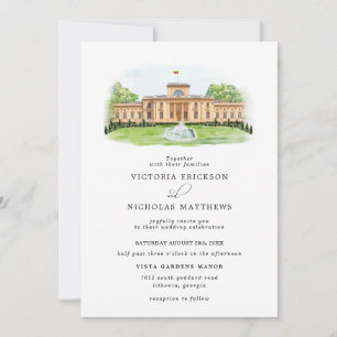Convites Elegante Trakų Vokė Solar do Casamento em Aquarela