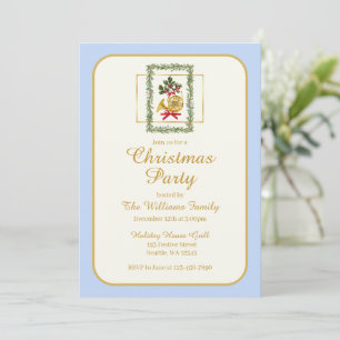 Convites Elegante Trompa Francesa Natal Azul Claro