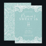 Convites Elegante Turquesa Verde Água Branco Renda Doce Fes<br><div class="desc">Personalize para qualquer evento</div>