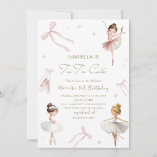 Convites Elegante Tutu de Aniversário de 3 anos em Aquarela