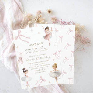 Convites Elegante Tutu de aniversário de 4 anos em aquarela