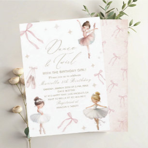 Convites Elegante Tutu de aniversário de 5 anos em aquarela