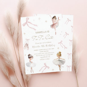 Convites Elegante Tutu de aniversário de 5 anos em aquarela
