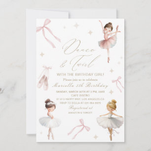 Convites Elegante Tutu de aniversário de 5 anos em aquarela