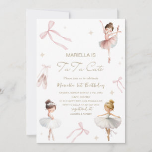 Convites Elegante Tutu de aniversário de um ano em aquarela