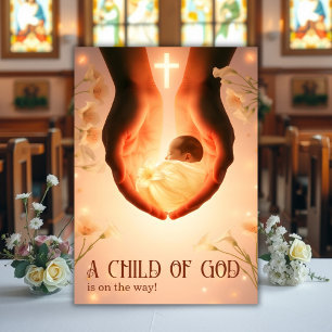 Convites Elegante Uma Criança de Deus Chá de fraldas Cristã